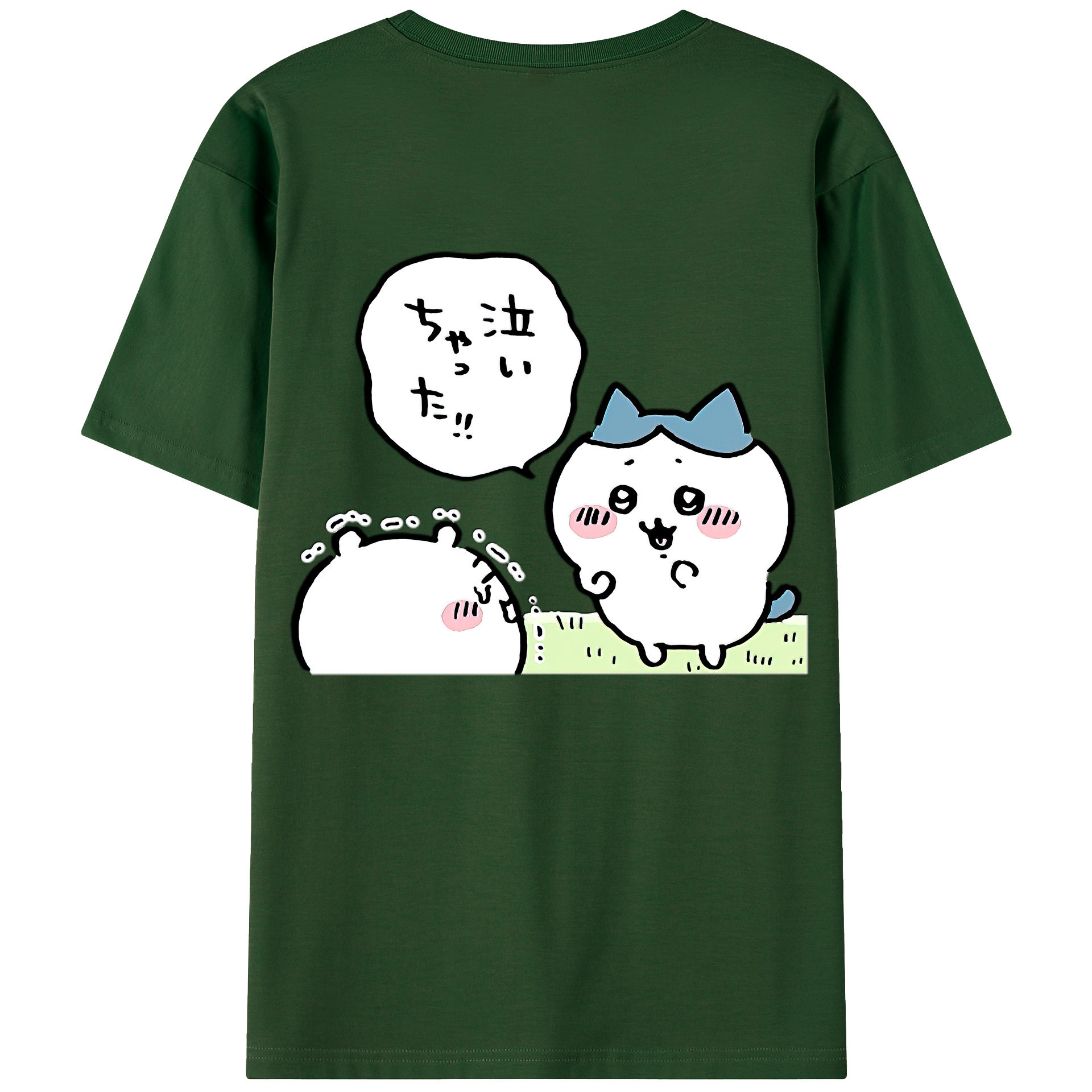 （画像用） ちいかわ ハチワレ Chii-kawa hachiware 綿100％半袖Tシャツ（背面プリント）